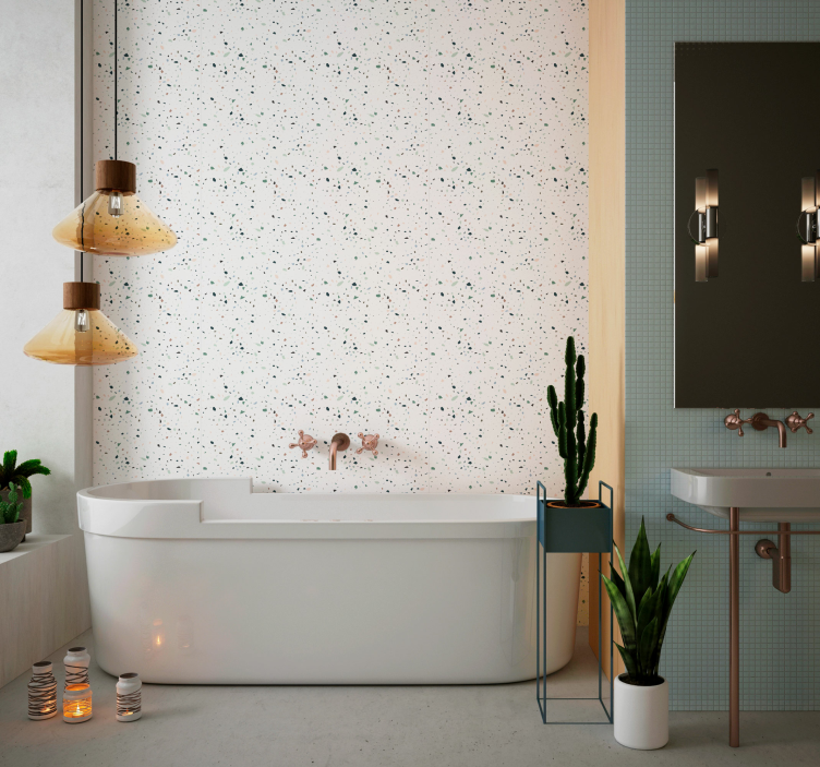 Carta da parati effetto pietra Terrazo bianco - TenStickers