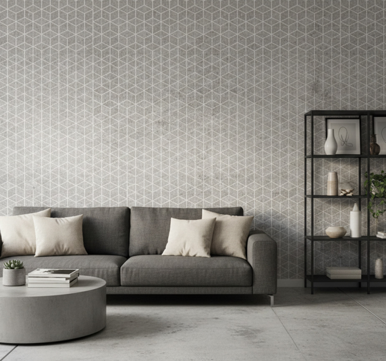 Carta da parati rustica decor geometrico in cemento - TenStickers