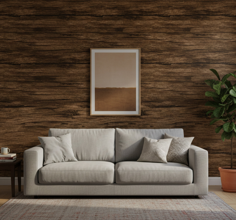 Carta da parati rustica marrone scuro a righe - TenStickers