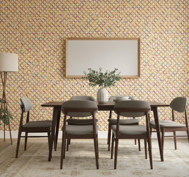 Carta da parati sala da pranzo geometrica colorata - TenStickers