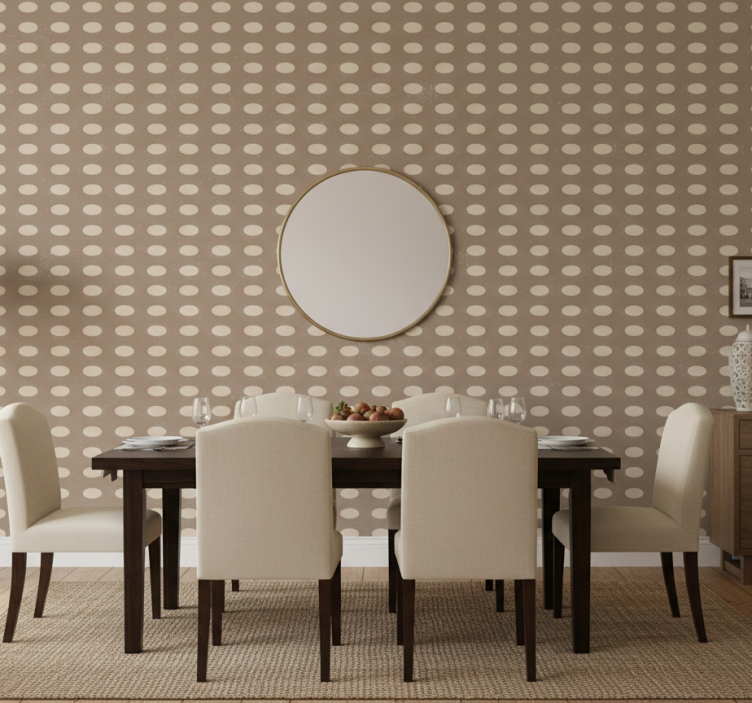 Carta da parati sala da pranzo motivo cerchi marroni - TenStickers