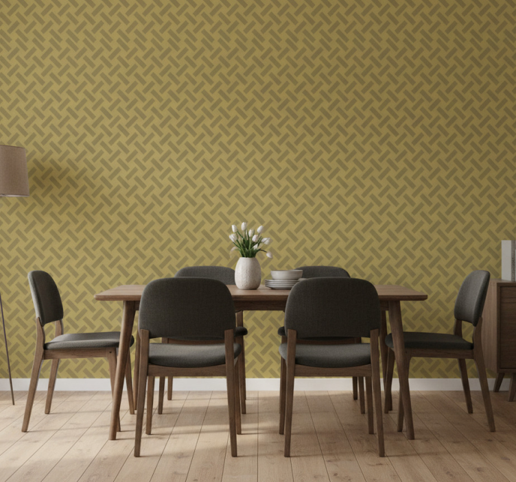 Carta da parati sala da pranzo motivo quadrato giallo - TenStickers