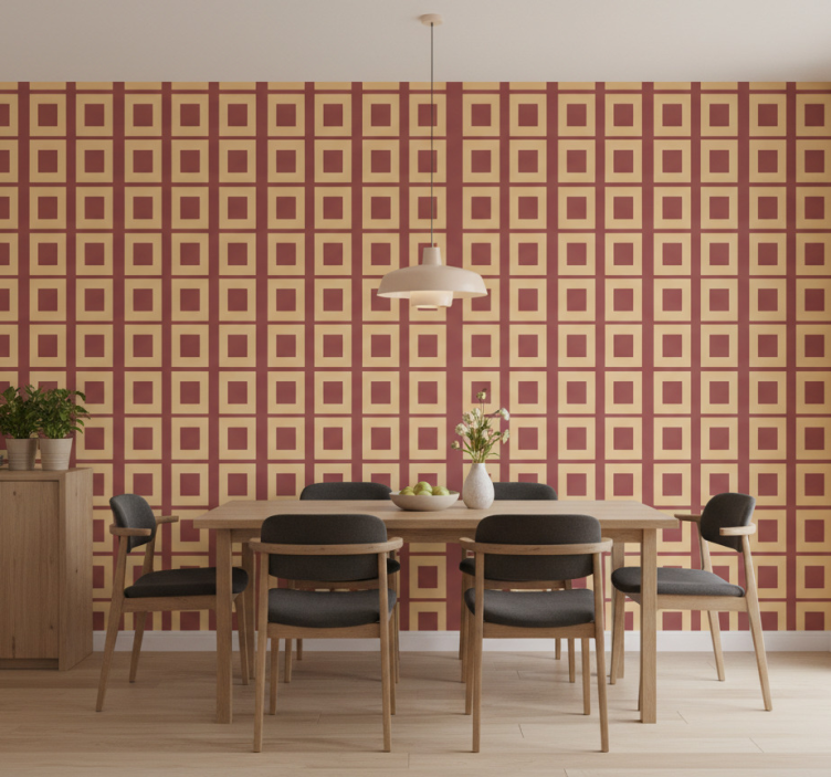 Carta da parati sala da pranzo quadrati geometrici - TenStickers