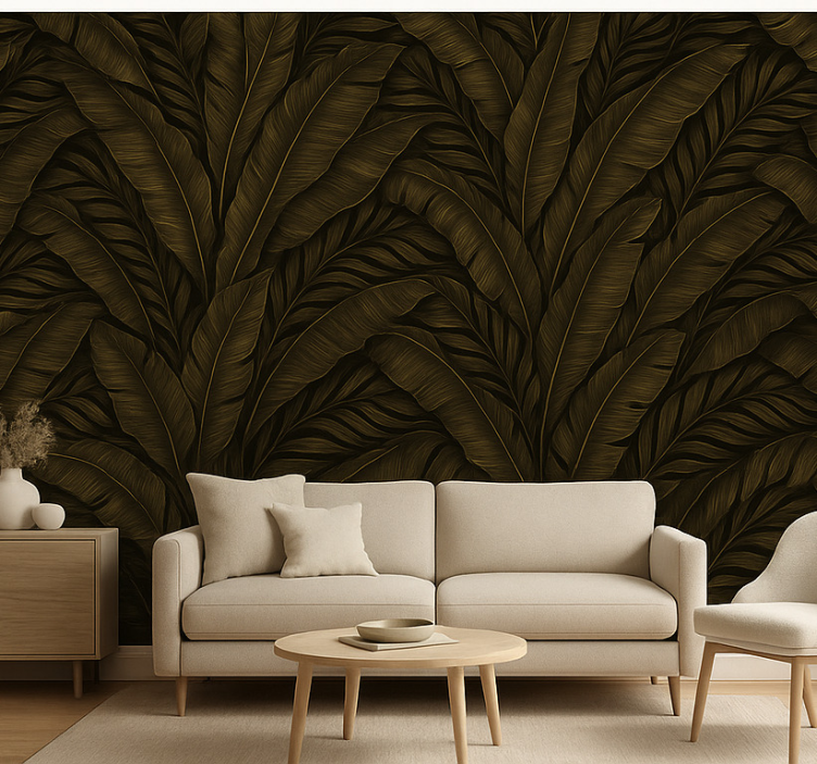 Carta da parati soggiorno con dettagli dorati - TenStickers