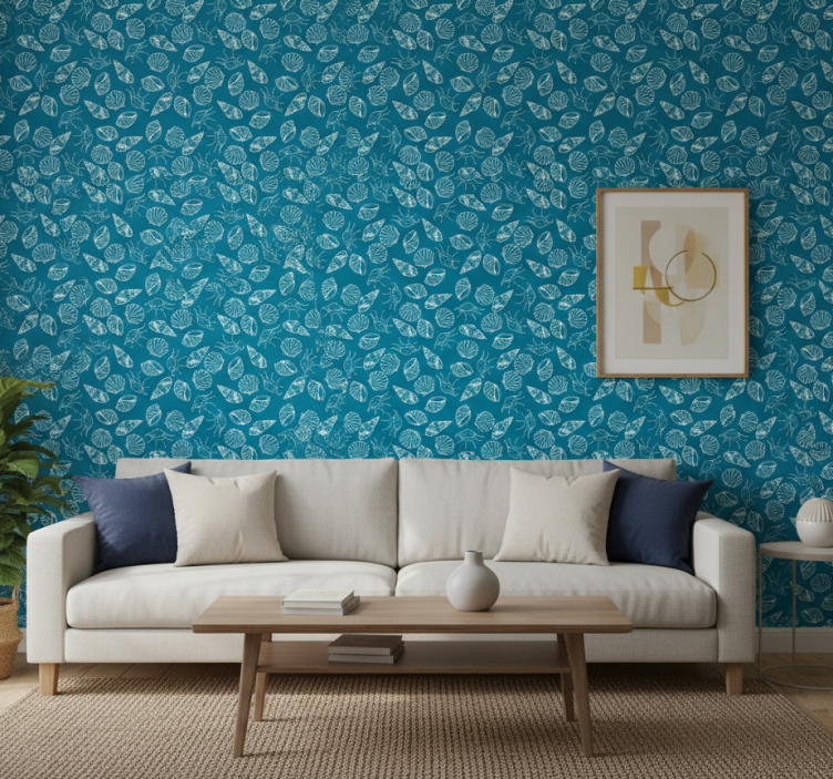 Carta da parati soggiorno con motivo fogliare - TenStickers