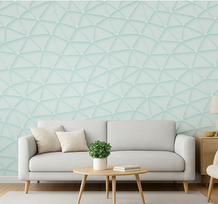 Carta da parati soggiorno design a triangoli astratti - TenStickers