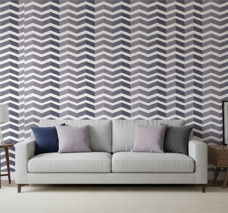 Carta da parati soggiorno design a zigzag - TenStickers
