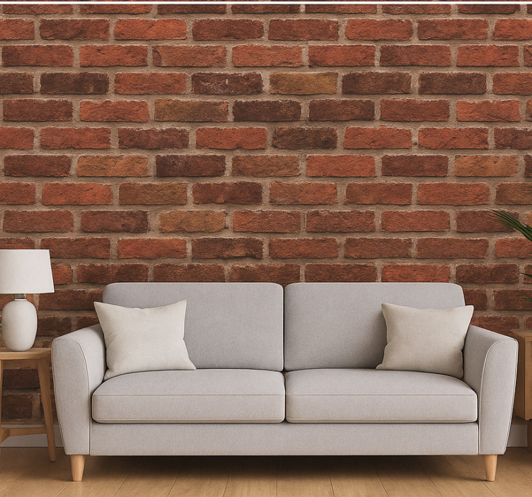 Carta da parati soggiorno effetto mattone rosso - TenStickers