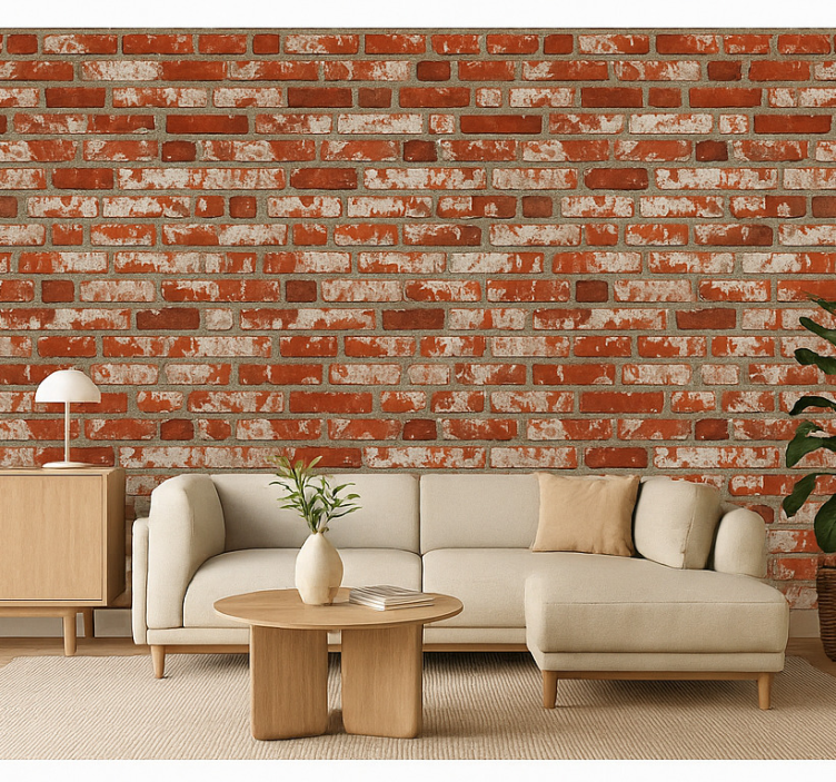 Carta da parati soggiorno effetto mattoni 3d - TenStickers