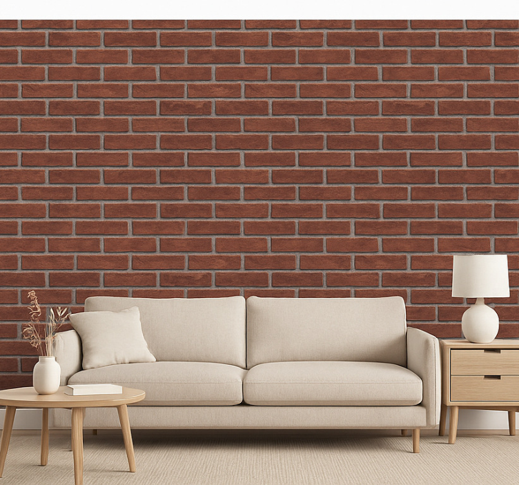 Carta da parati soggiorno effetto muro in mattoni - TenStickers