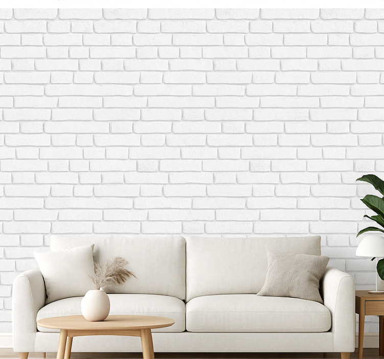 Carta da parati soggiorno effetto pietra bianca - TenStickers