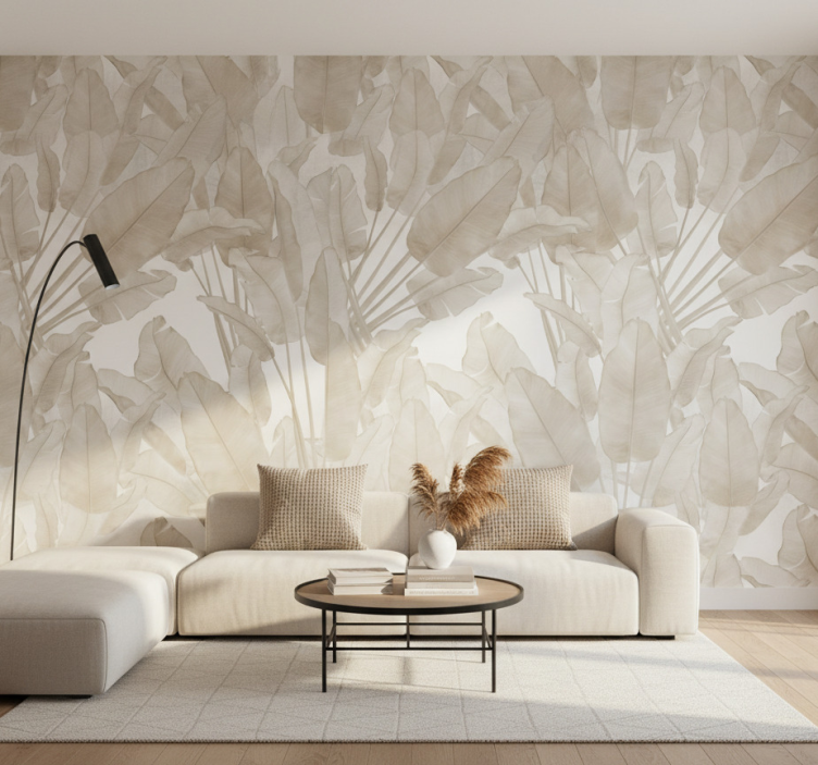 Carta da parati soggiorno foglia di banana beige - TenStickers