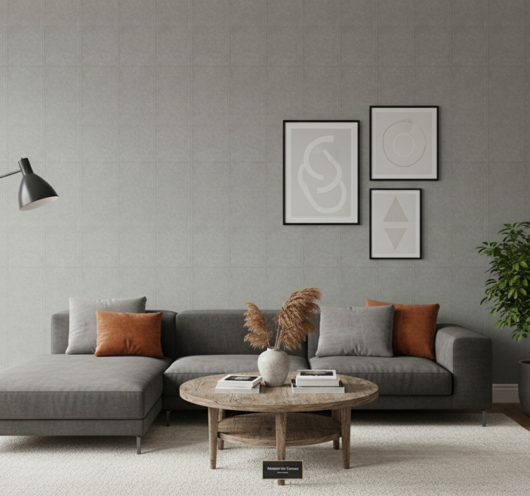 Carta da parati soggiorno grigio cemento moderno - TenStickers