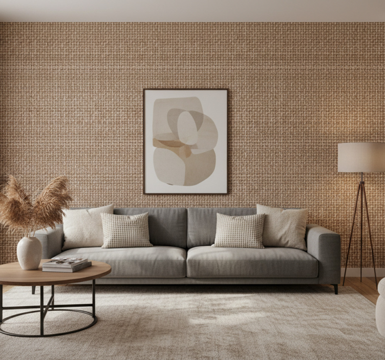 Carta da parati soggiorno intreccio in fibra naturale - TenStickers