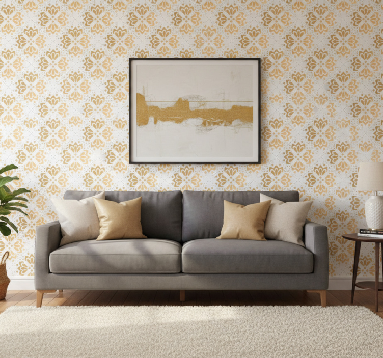 Carta da parati soggiorno mandala dorati - TenStickers