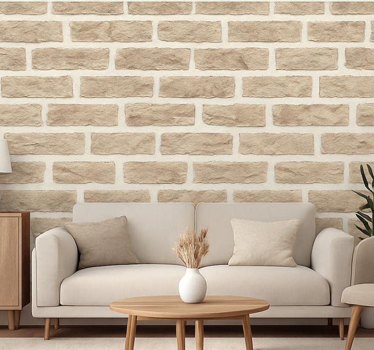 Carta da parati soggiorno mattone in arenaria rustica - TenStickers