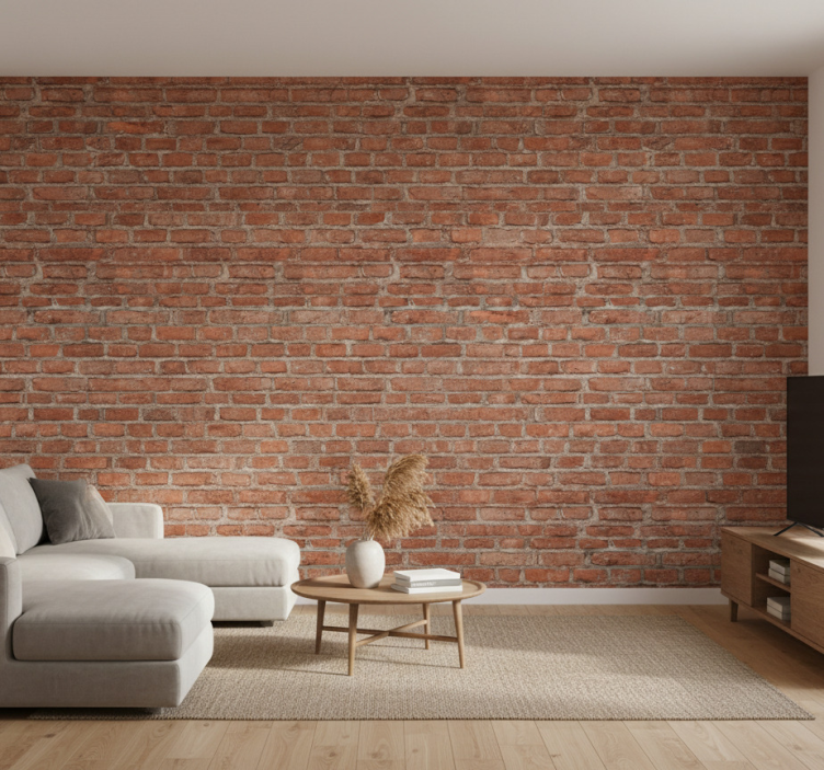 Carta da parati soggiorno mattone rosso classico - TenStickers