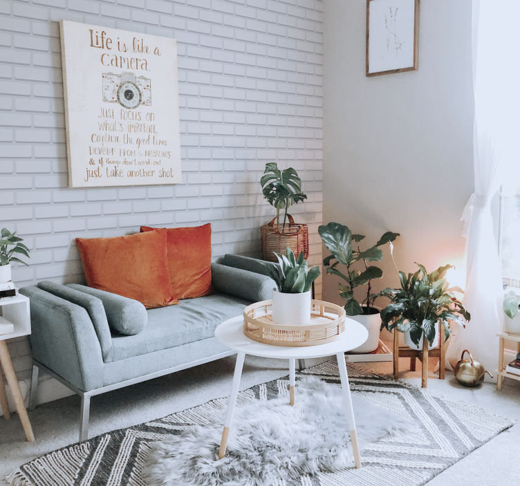 Carta da parati soggiorno mattoni bianchi realistici - TenStickers