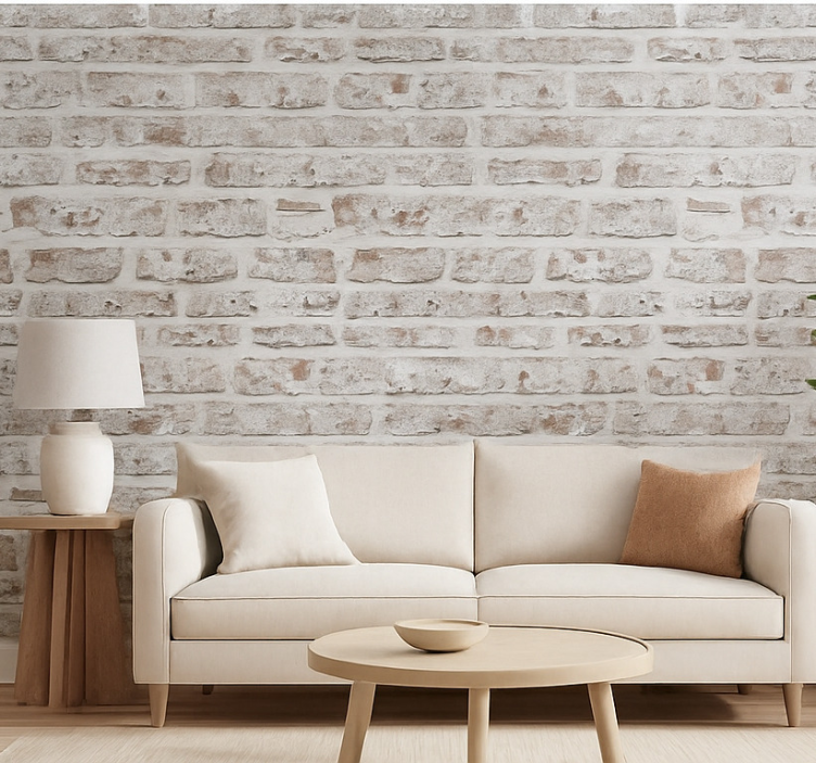 Carta da parati soggiorno mattoni vintage lavati - TenStickers