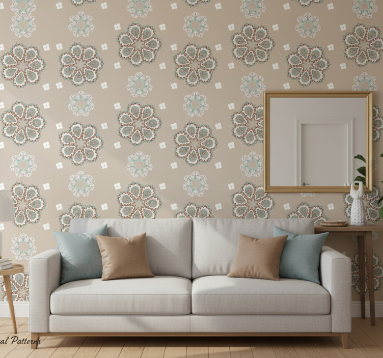 Carta da parati soggiorno motivi floreali eleganti - TenStickers