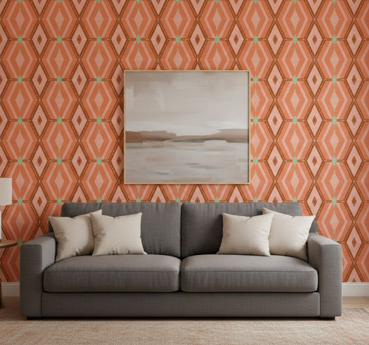 Carta da parati soggiorno motivo esagonale geometrico - TenStickers