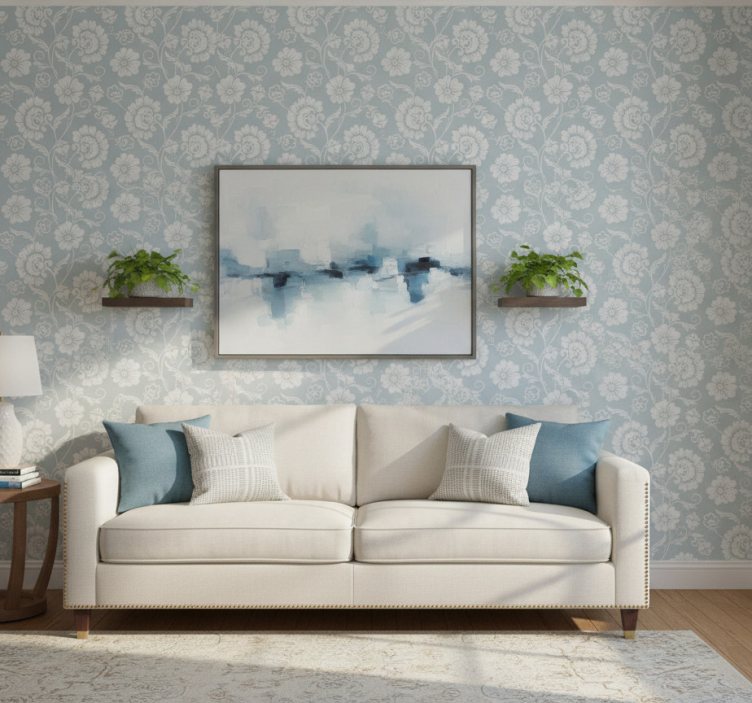 Carta da parati soggiorno motivo floreale - TenStickers