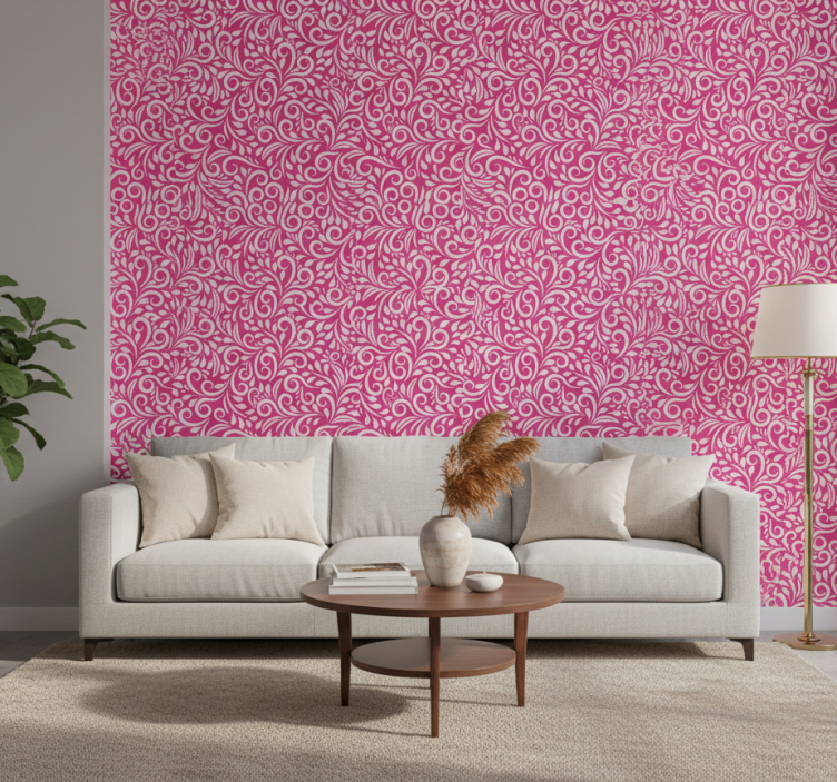 Carta da parati soggiorno motivo floreale a spirale - TenStickers