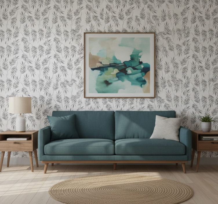 Carta da parati soggiorno motivo foglia elegante - TenStickers
