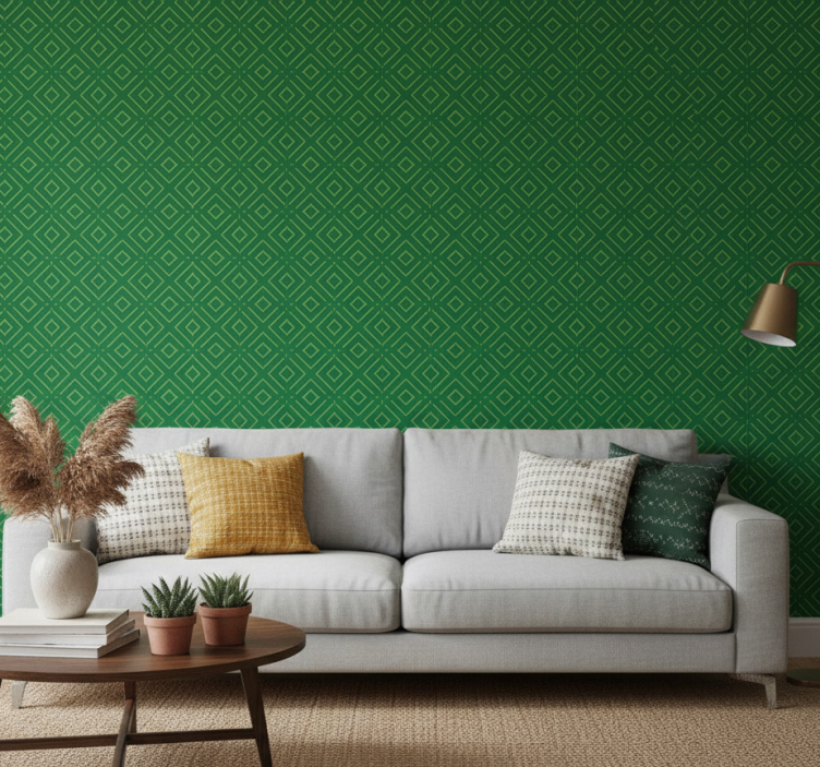 Carta da parati soggiorno motivo geometrico verde - TenStickers