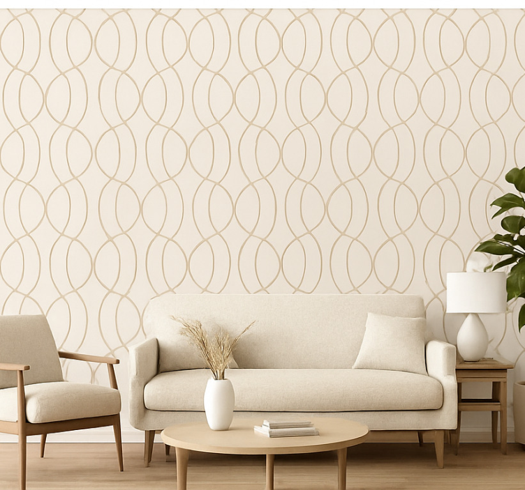 Carta da parati soggiorno motivo legno chiaro - TenStickers