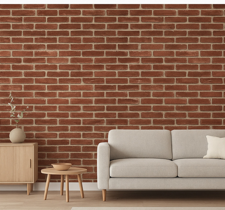 Carta da parati soggiorno motivo mattoni rossi - TenStickers
