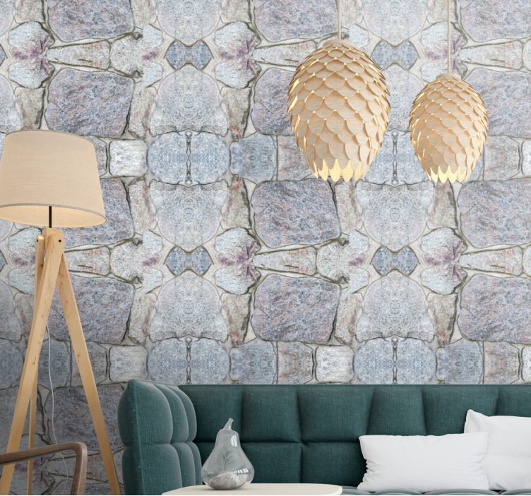 Carta da parati soggiorno motivo pietra rustica realistica - TenStickers