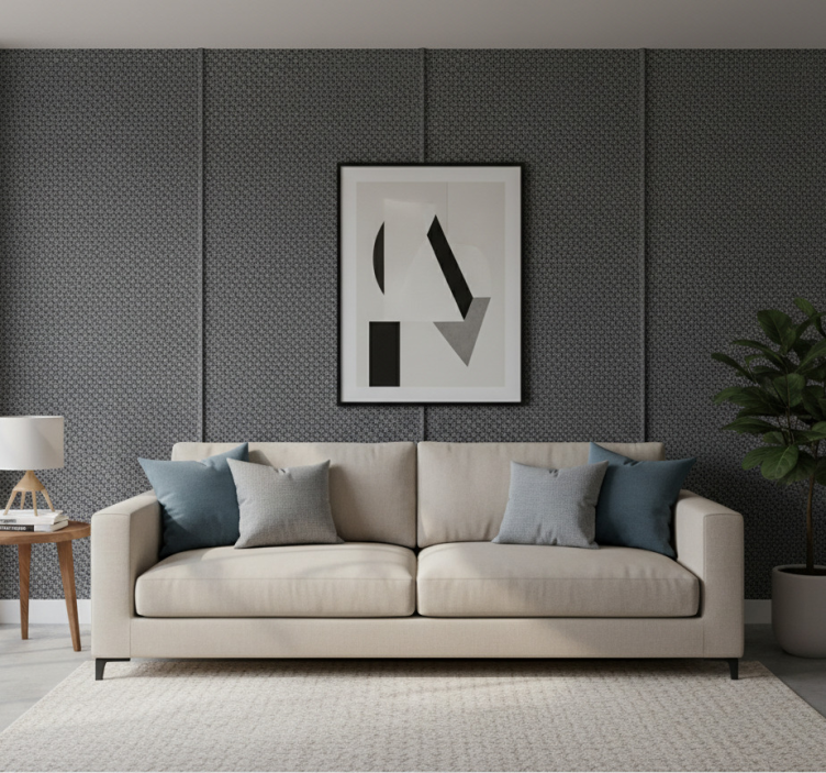 Carta da parati soggiorno motivo tessuto intrecciato - TenStickers