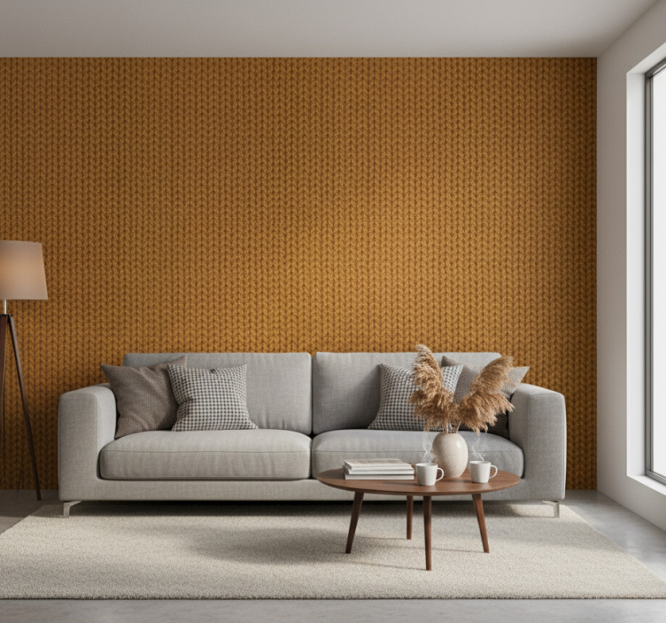 Carta da parati soggiorno motivo tessuto lavorato a maglia - TenStickers