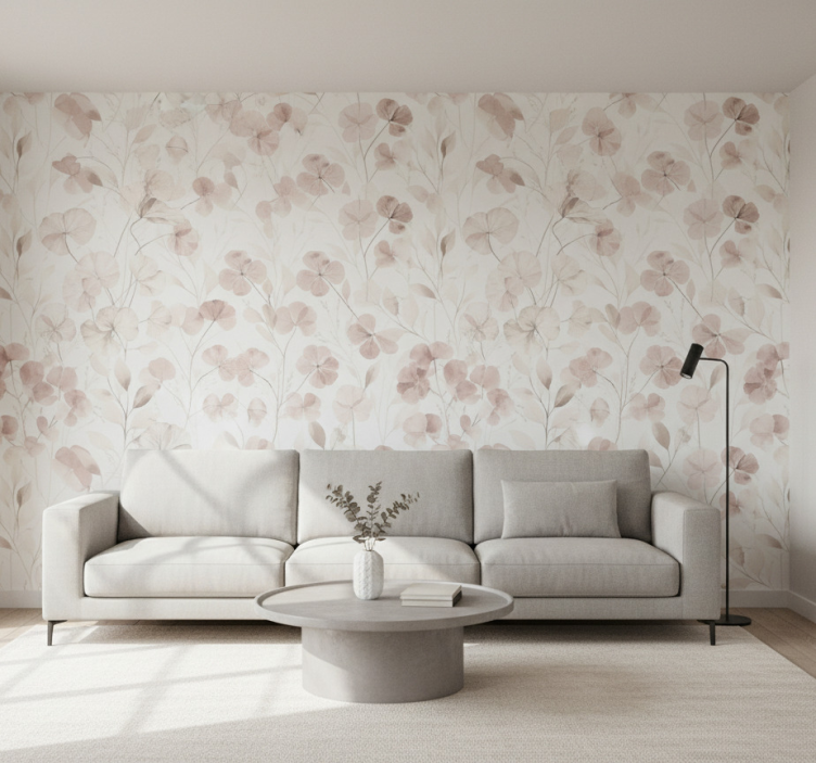 Carta da parati soggiorno petali pressati acquerello - TenStickers