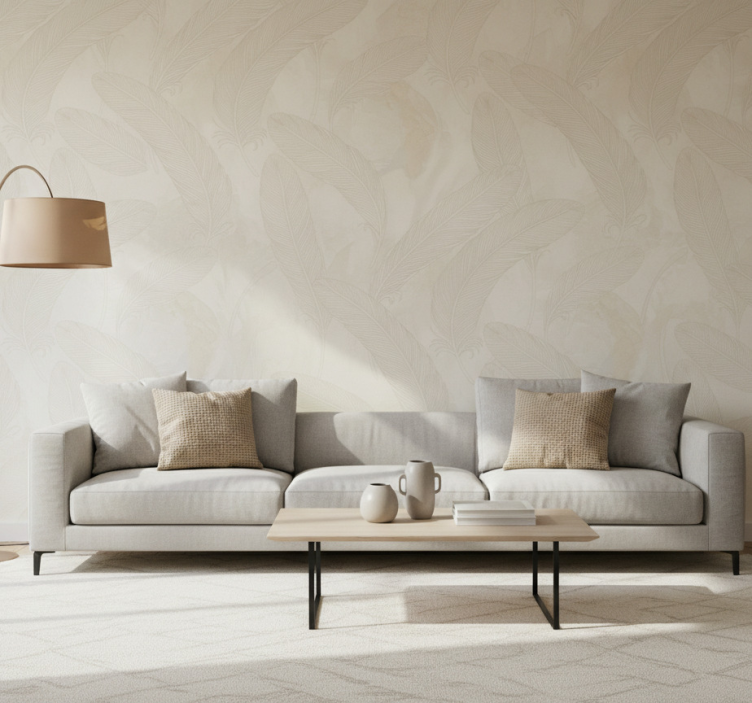 Carta da parati soggiorno piuma in rilievo - TenStickers