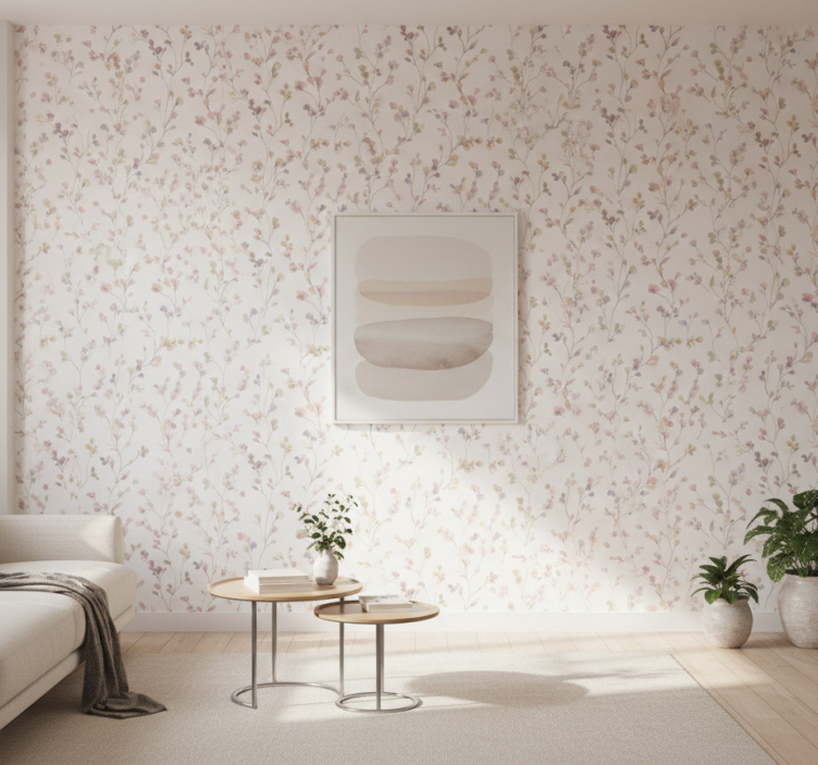 Carta da parati soggiorno ramo di prato acquerellato - TenStickers