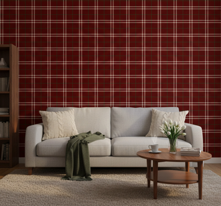 Carta da parati soggiorno superficie a motivo scozzese - TenStickers