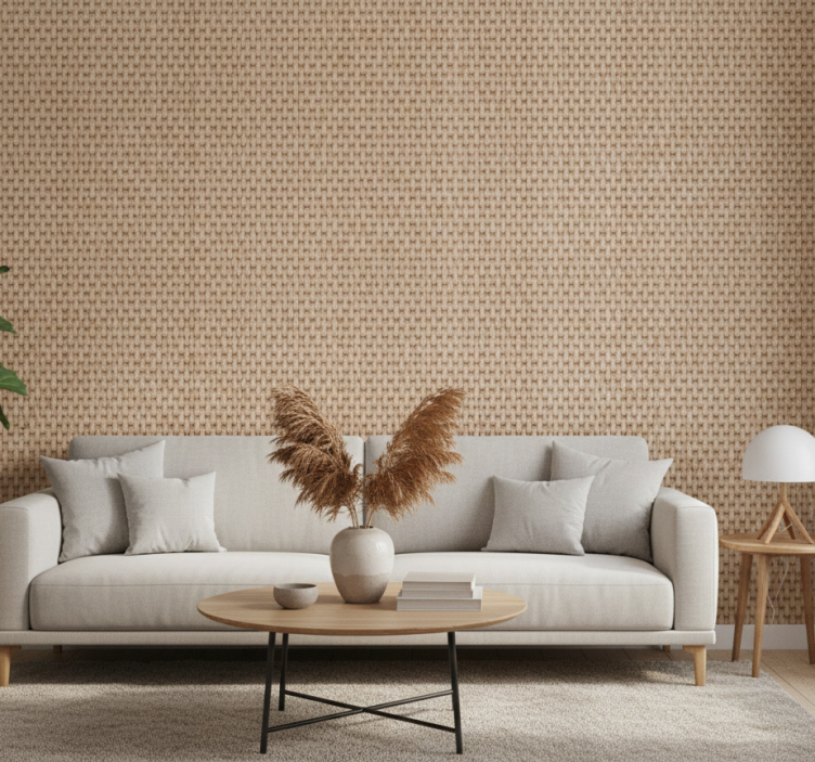 Carta da parati soggiorno superficie tessuta intrecciata - TenStickers