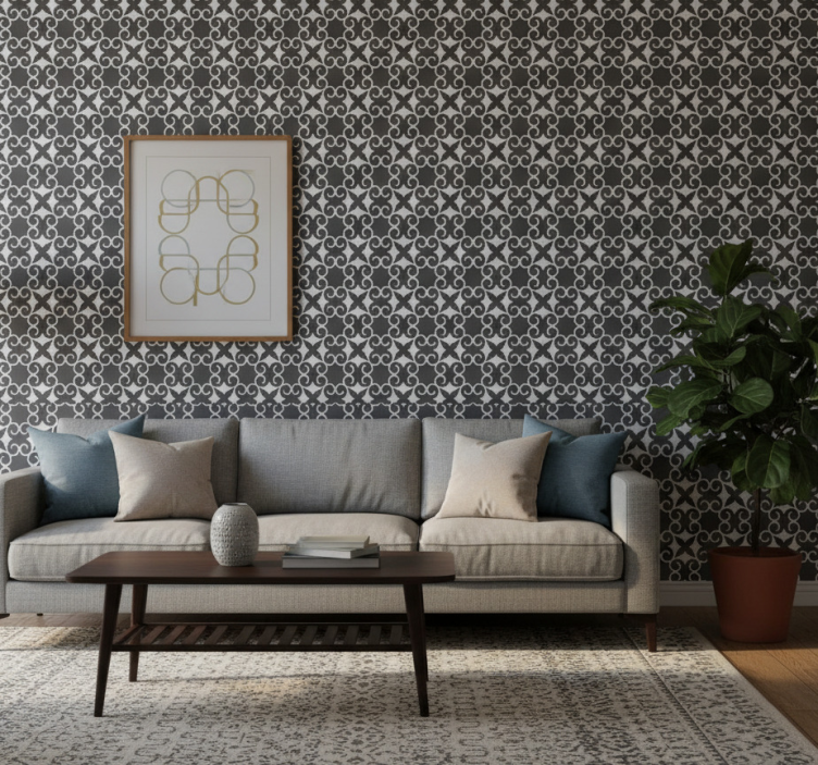 Carta da parati soggiorno tappeto elegante a motivi - TenStickers