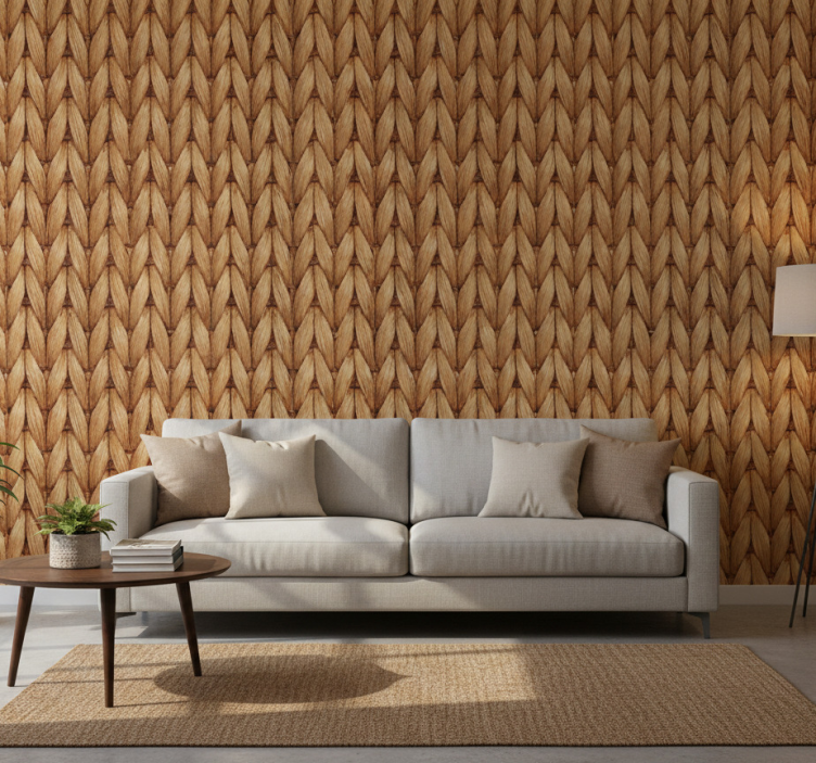 Carta da parati soggiorno tappeto naturale intrecciato - TenStickers