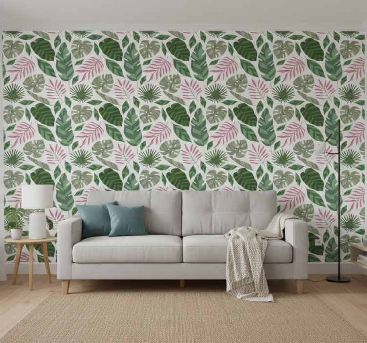 Carta da parati soggiorno tema verde tropicale - TenStickers