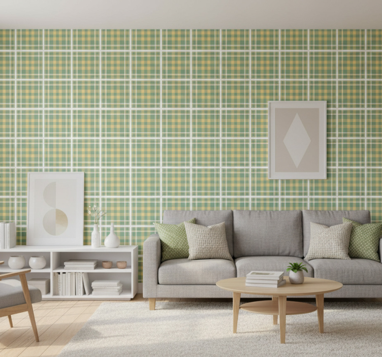 Carta da parati soggiorno tessuto a quadri - TenStickers