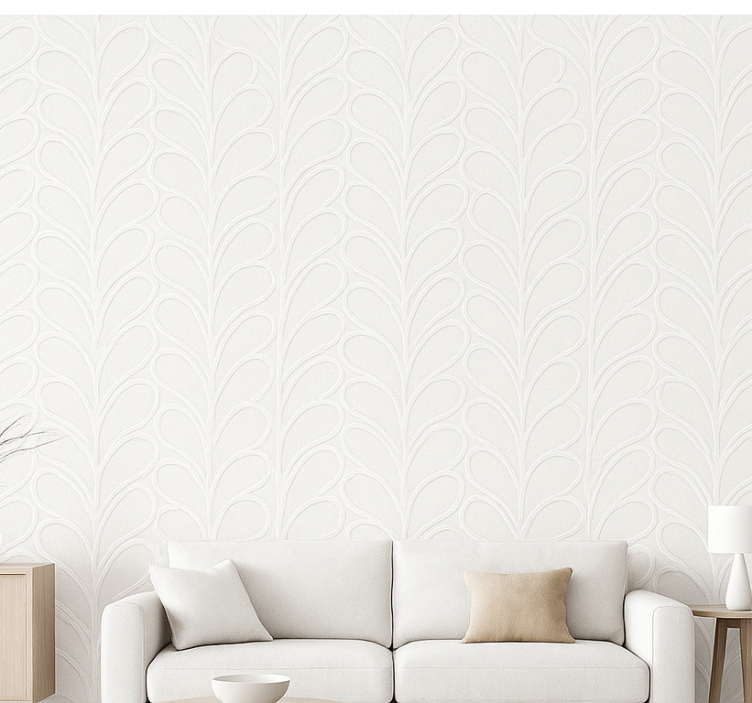 Carta da parati soggiorno texture foglia bianca 3d - TenStickers