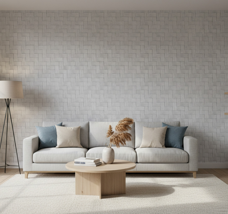 Carta da parati soggiorno texture grigia intrecciata - TenStickers