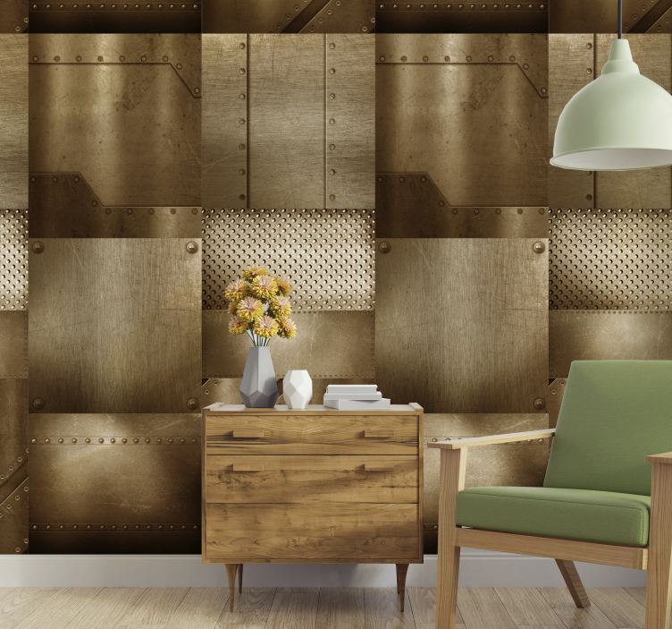 Carta da parati stile industriale pannelli texture metallica - TenStickers