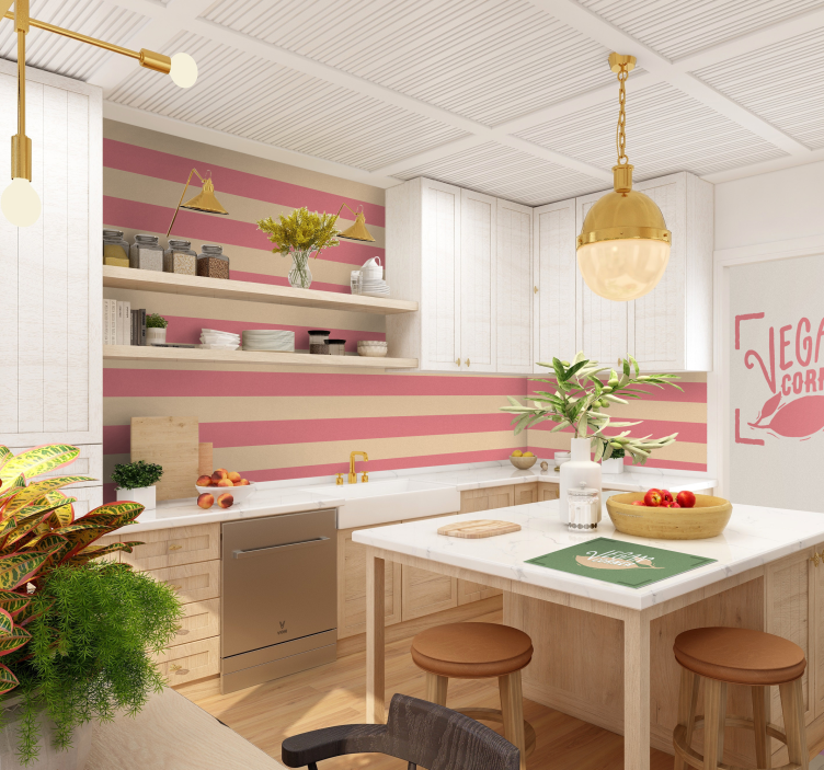 Carta da parati strisce rosa e beige - TenStickers