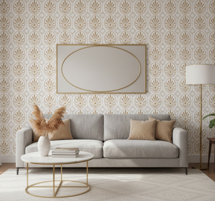 Carta da parati texture arte moderna bianco oro - TenStickers