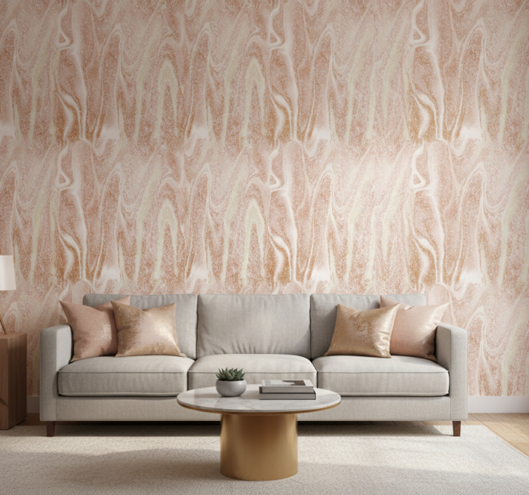 Carta da parati texture effetto marmo rosa e oro - TenStickers