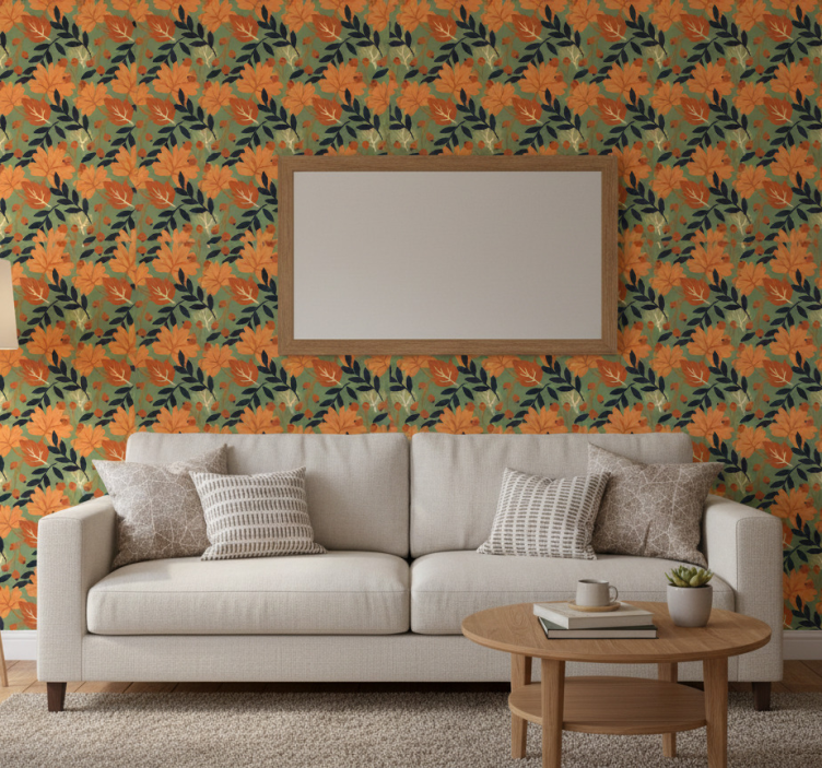 Carta da parati texture grandi foglie autunnali - TenStickers